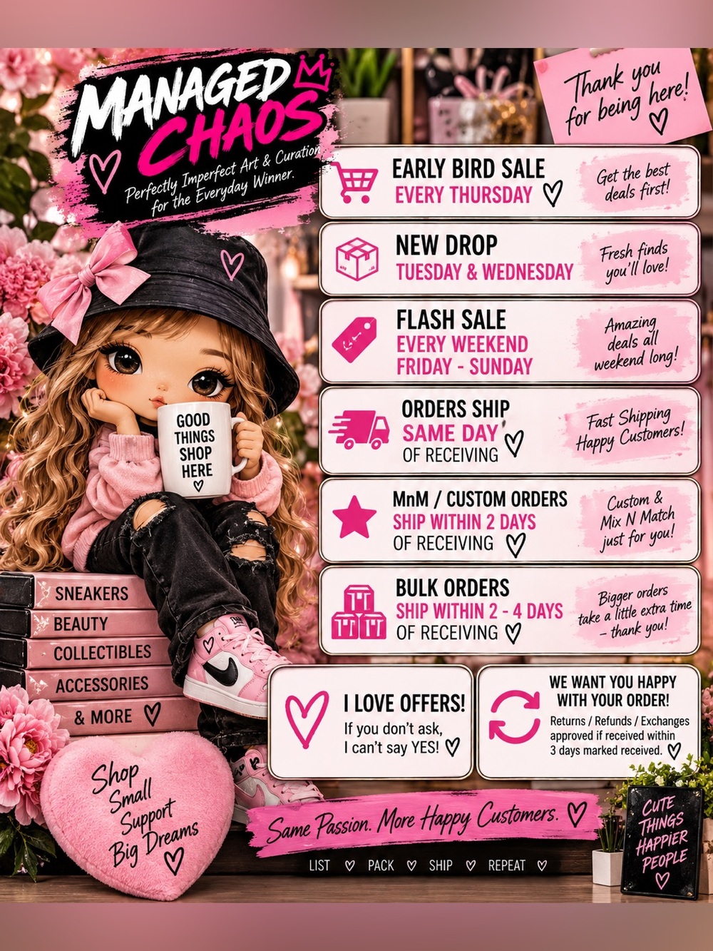 Pink & Black Decorative Retail Sign